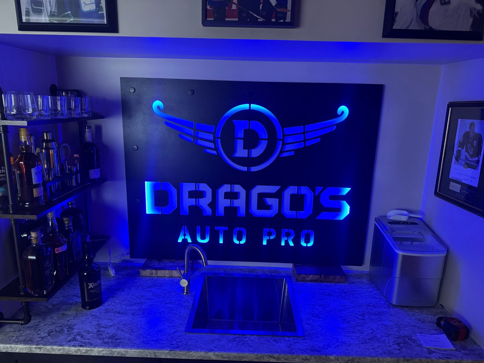 Backlit custom metal sign